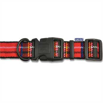 Ancol Red Tartan Adjustable Dog Collar